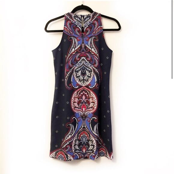 NWT Banana Republic Factory Blue Paisley Sheath Dress - Picture 2 of 5